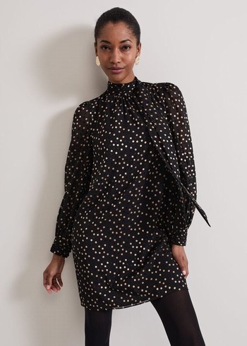 Phase Eight Mabel Dotty Swing Dress Black Australia | FE3579418